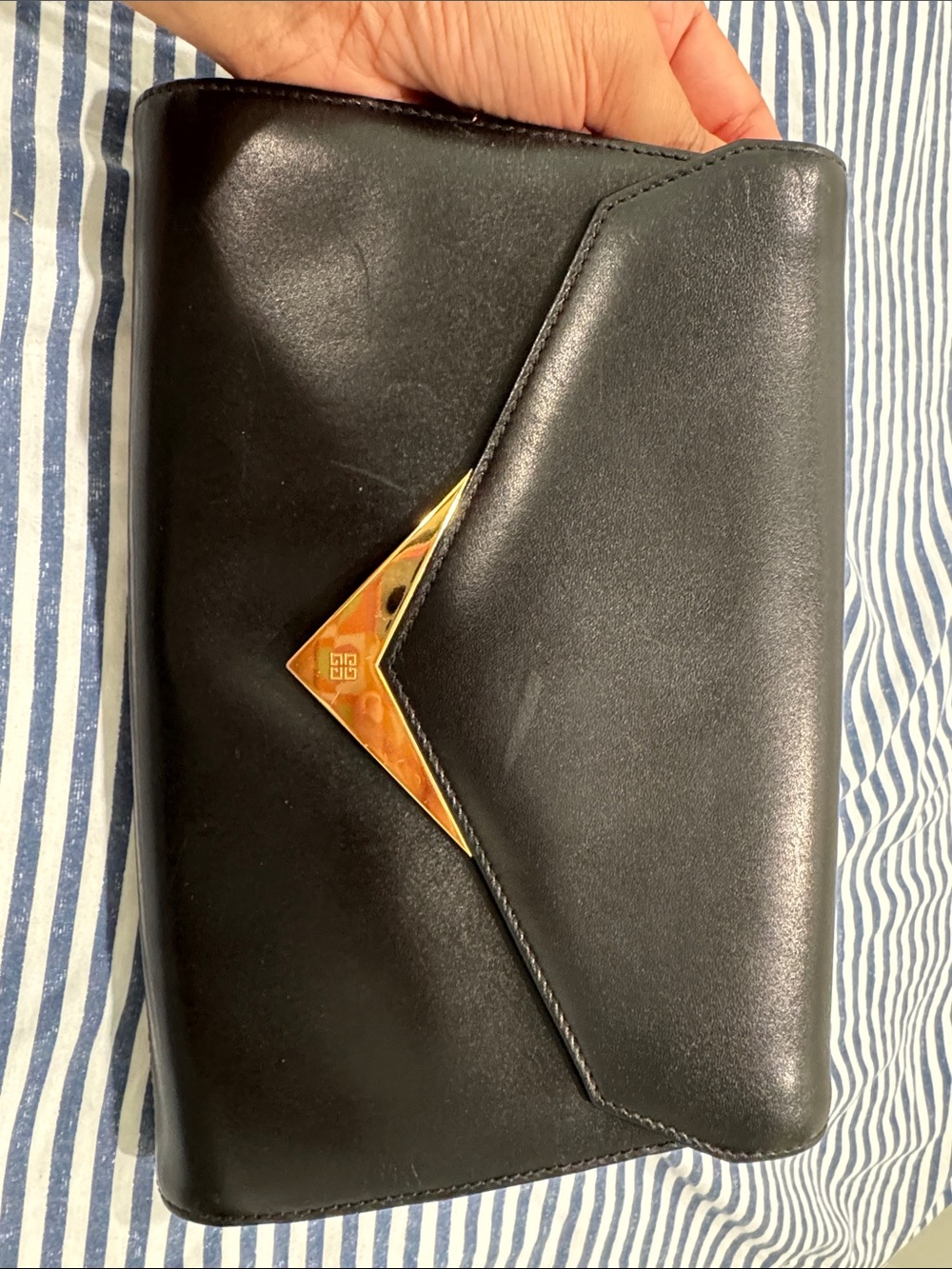 Givenchy Black Leather Shoulder Bag with Gold Hardware